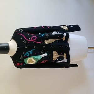 VINTAGE new years eve holiday novelty ugly christmas tacky sweater size S